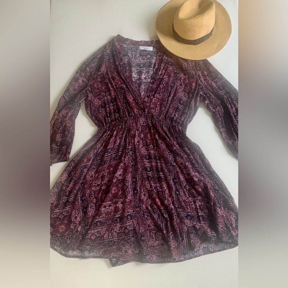 carly jean los angeles purple printed dress